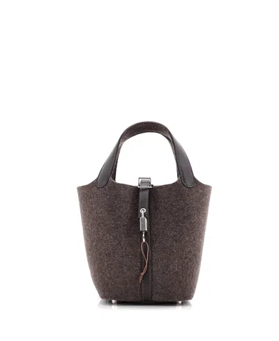 Pre-owned Pre-owned Hermes  Hermes Pm Picotin Lock Bag Felt With Leather
