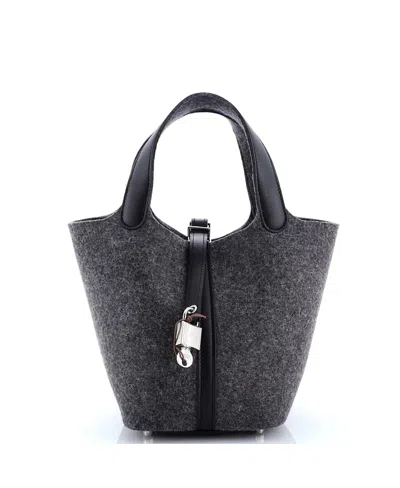 Pre-owned Pre-owned Hermes  Hermes Pm Picotin Lock Bag Felt With Leather