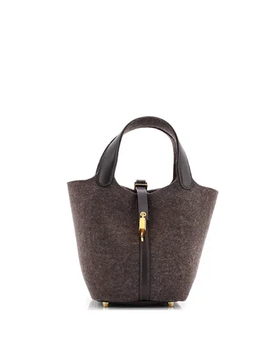 Pre-owned Pre-owned Hermes  Hermes Pm Picotin Lock Bag Felt With Leather