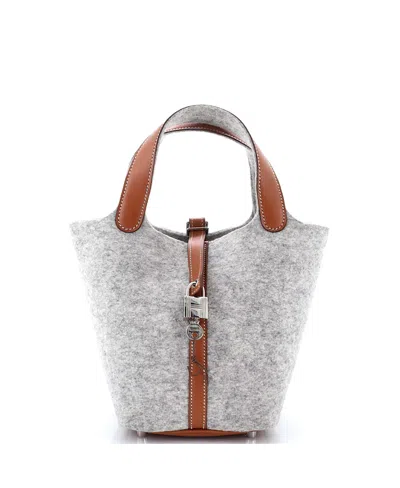 Pre-owned Pre-owned Hermes  Hermes Pm Picotin Lock Bag Felt With Leather