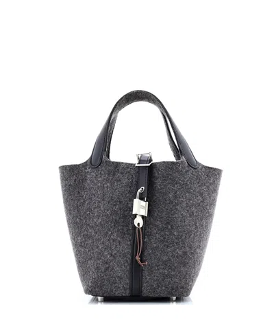 Pre-owned Pre-owned Hermes  Hermes Pm Picotin Lock Bag Felt With Leather