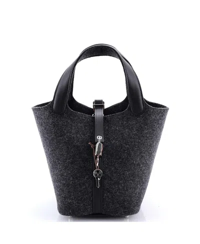 Pre-owned Pre-owned Hermes  Hermes Pm Picotin Lock Bag Felt With Leather In Gray/black/grey