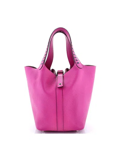 Pre-owned Pre-owned Hermes  Hermes Pm Picotin Lock Bag Tressage Epsom In Pink