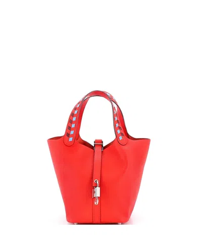 Pre-owned Pre-owned Hermes  Hermes Pm Picotin Lock Bag Tressage Epsom In Red