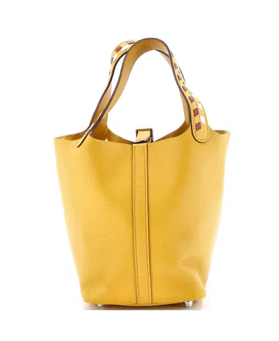 Pre-owned Pre-owned Hermes  Hermes Pm Picotin Lock Bag Tressage Epsom In Yellow