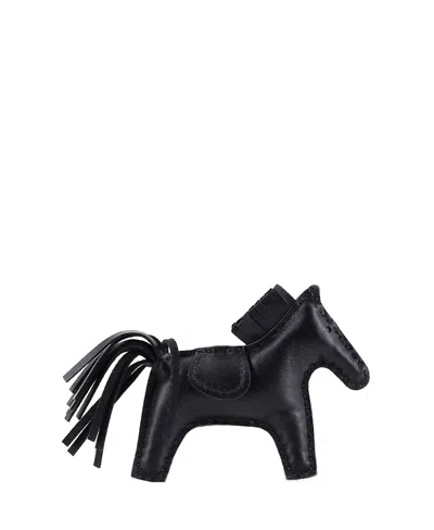 Pre-owned Pre-owned Hermes  Hermes Pm So Black Grigri Rodeo Bag Charm Leather