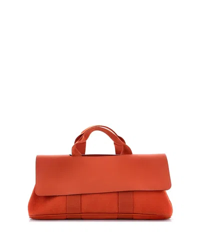 Pre-owned Pre-owned Hermes  Hermes Pm Valparaiso East West Bag Toile And Leather In Orange
