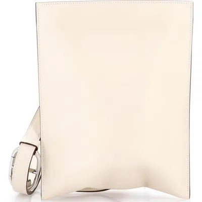 Pre-owned Hermes  Hermes Pochenplus Sling Wallet Leather In Neutral