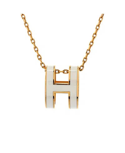 Pre-owned Pre-owned Hermes  Hermes Pop H Pendant Chain Necklace Metal And Enamel, 16" In Silver