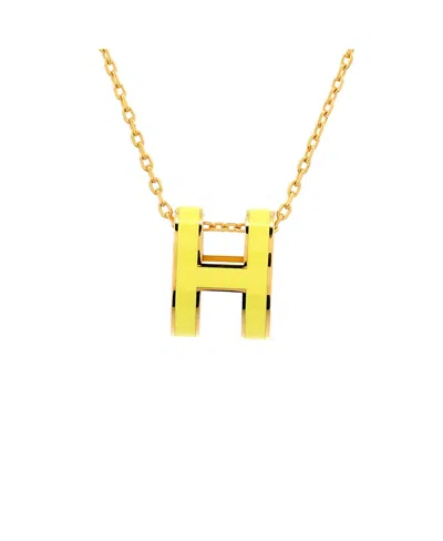 Pre-owned Hermes  Hermes Pop H Pendant Chain Necklace Metal And Enamel In Enamel/silver Tone