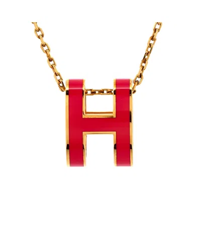 Pre-owned Pre-owned Hermes  Hermes Pop H Pendant Chain Necklace Metal And Enamel In Enamel/silver Tone