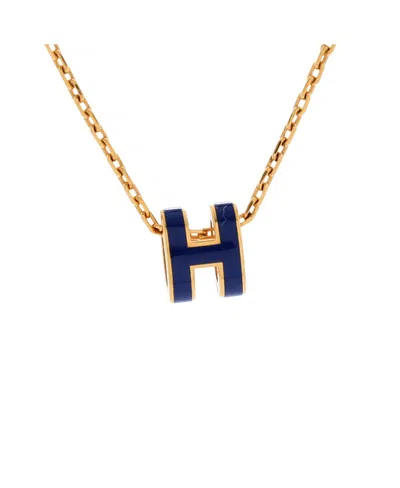 Pre-owned Hermes  Hermes Pop H Pendant Chain Necklace Metal And Enamel In Enamel/silver Tone