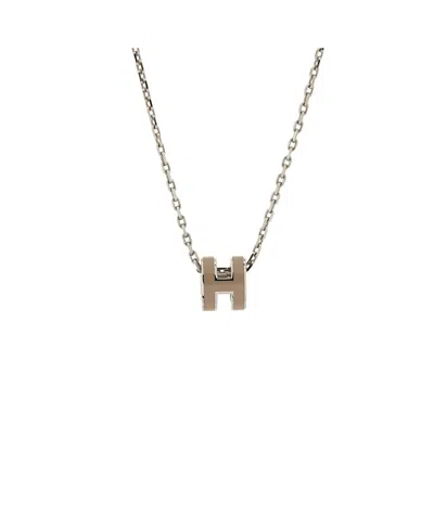 Pre-owned Pre-owned Hermes  Hermes Pop H Pendant Chain Necklace Metal And Enamel In Enamel/silver Tone