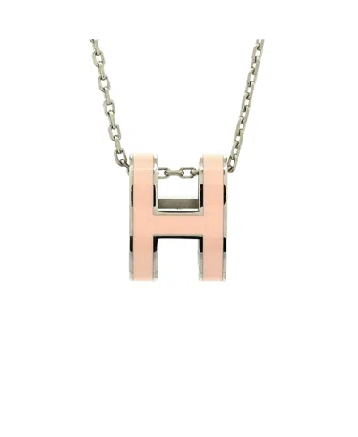 Pre-owned Pre-owned Hermes  Hermes Pop H Pendant Chain Necklace Metal And Enamel In Enamel/silver Tone