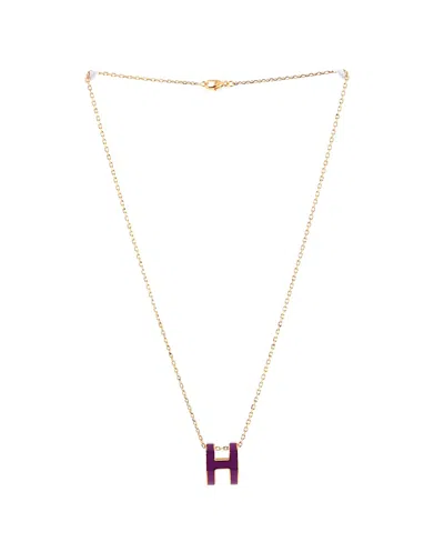 Pre-owned Hermes  Hermes Pop H Pendant Chain Necklace Metal And Enamel In Enamel/silver Tone