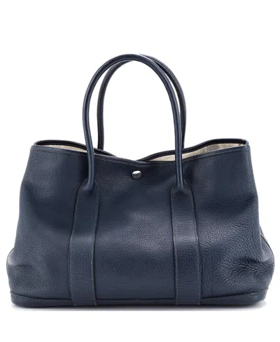Pre-owned Pre-owned Hermes  Hermes  Hermes 36 Garden Party Tote Leather In Blue