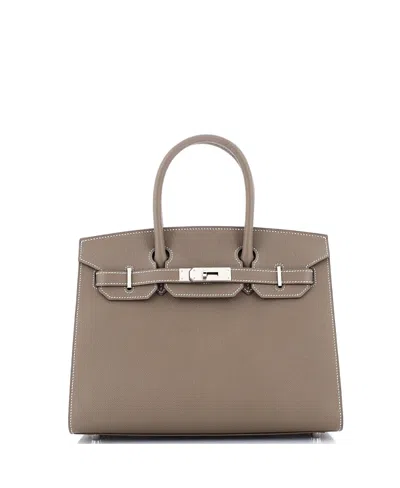 Pre-owned Pre-owned Hermes  Hermes  Hermes Birkin 30 Handbag Grey Epsom With Palladium Hardware In Etoupe