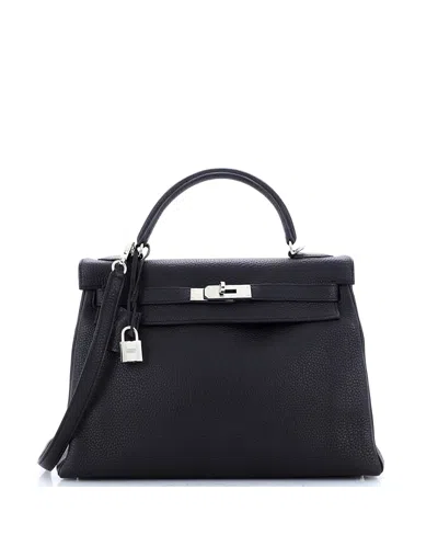 Pre-owned Pre-owned Hermes  Hermes  Hermes Kelly 32 Handbag Black Togo With Palladium Hardware In Noir