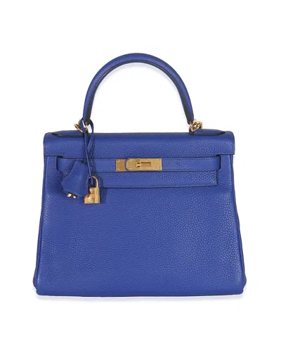 Pre-owned Pre-owned Hermes  Hermes Retourne Kelly 28 Leather Handbag In Blue