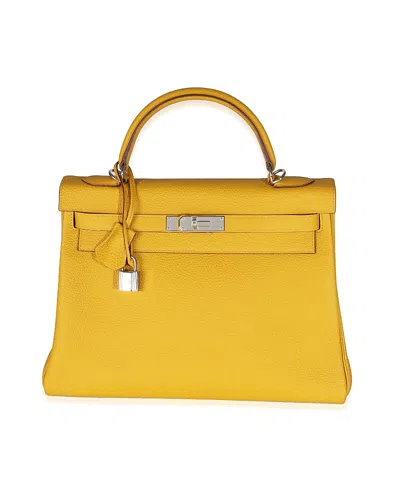 Pre-owned Pre-owned Hermes  Hermes Retourne Kelly 32 Leather Handbag In Yellow
