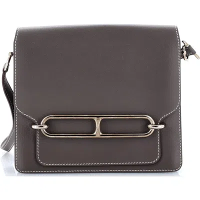 Pre-owned Hermes  Hermes Roulis Bag Evercolor 23 In Gray