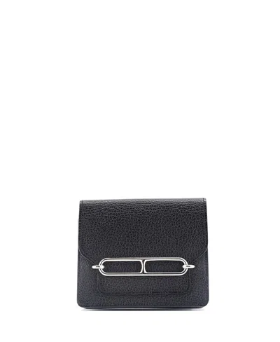Pre-owned Pre-owned Hermes  Hermes Roulis Slim Wallet Chevre Mysore In Black