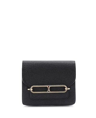 Pre-owned Pre-owned Hermes  Hermes Roulis Slim Wallet Chevre Mysore In Black