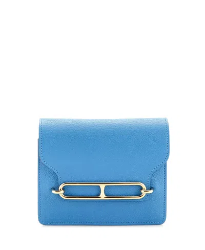 Pre-owned Pre-owned Hermes  Hermes Roulis Slim Wallet Chevre Mysore In Blue