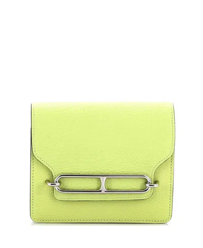 Pre-owned Pre-owned Hermes  Hermes Roulis Slim Wallet Chevre Mysore In Green