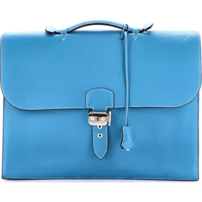 Pre-owned Hermes  Hermes Sac A Depeches Bag Togo 38 In Blue