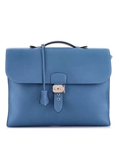 Pre-owned Pre-owned Hermes  Hermes Sac A Depeches Light 1-37 Briefcase Togo In Blue