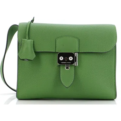 Pre-owned Hermes  Hermes Sac A Depeches Messenger Bag Togo 21 In Green