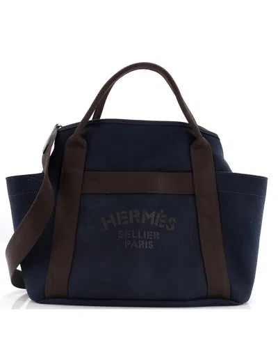 Pre-owned Pre-owned Hermes  Hermes Sac De Pansage Groom Handbag Canvas In Blue