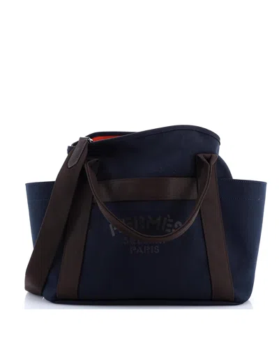 Pre-owned Pre-owned Hermes  Hermes Sac De Pansage Groom Handbag Canvas In Blue