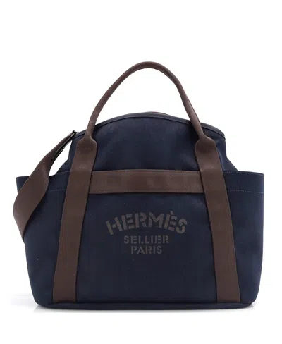 Pre-owned Pre-owned Hermes  Hermes Sac De Pansage Groom Handbag Canvas In Blue