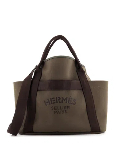 Pre-owned Pre-owned Hermes  Hermes Sac De Pansage Groom Handbag Canvas In Green