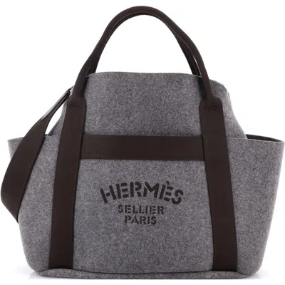 Pre-owned Hermes  Hermes Sac De Pansage Groom Handbag Felt In Gray
