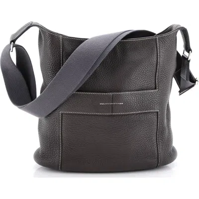 Pre-owned Hermes  Hermes Sac Good News Bag Leather Pm In Gray