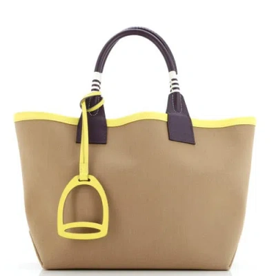 Pre-owned Hermes  Hermes Sac Steeple Tote Toile With Leather 25