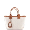 Pre-owned Hermes  Hermes Sac Steeple Tote Toile With Leather 28 In Gold