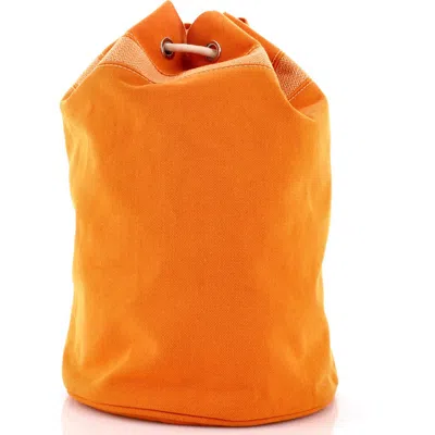 Pre-owned Hermes  Hermes Saint Malo Hermarin Bag Toile Gm In Orange