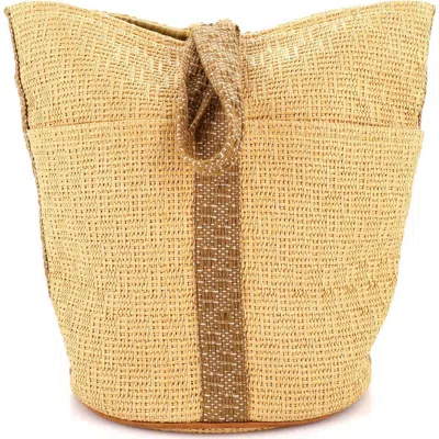 Pre-owned Hermes  Hermes Saxo Handbag Woven Straw Gm In Brown