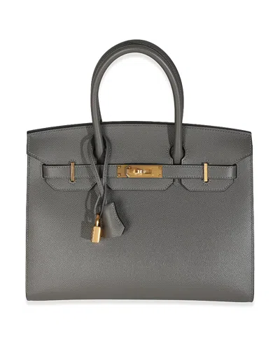 Pre-owned Pre-owned Hermes  Hermes Sellier Birkin 30 Leather Handbag In Gray