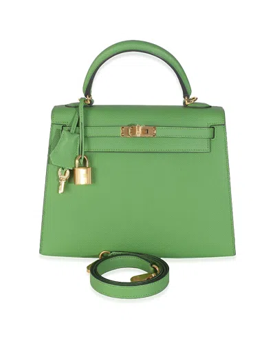 Pre-owned Pre-owned Hermes  Hermes Sellier Kelly 25 Leather Handbag In Green