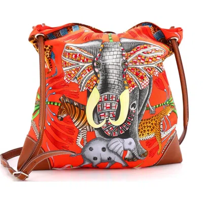 Pre-owned Hermes  Hermes Silky City Bag Printed Silk And Leather Pm In Multi