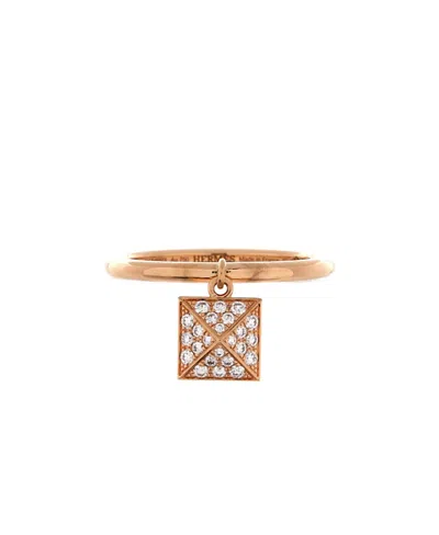 Pre-owned Pre-owned Hermes  Hermes Small Clou D'h Charm Ring 18k Rose Gold And Diamonds