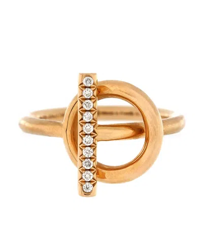 Pre-owned Pre-owned Hermes  Hermes Small Echappee Ring 18k Rose Gold And Diamonds In Pink