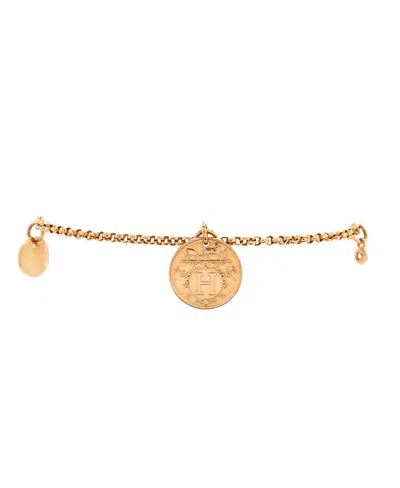 Pre-owned Pre-owned Hermes  Hermes Small Ex-libris Bracelet 18k Rose Gold With Diamond In Pink