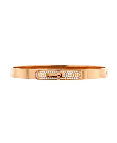 Pre-owned Pre-owned Hermes  Hermes Small Kelly Bracelet 18k Rose Gold And Pave Diamonds In Pink