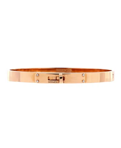Pre-owned Pre-owned Hermes  Hermes Small Kelly Bracelet 18k Rose Gold With 4 Diamonds In Pink